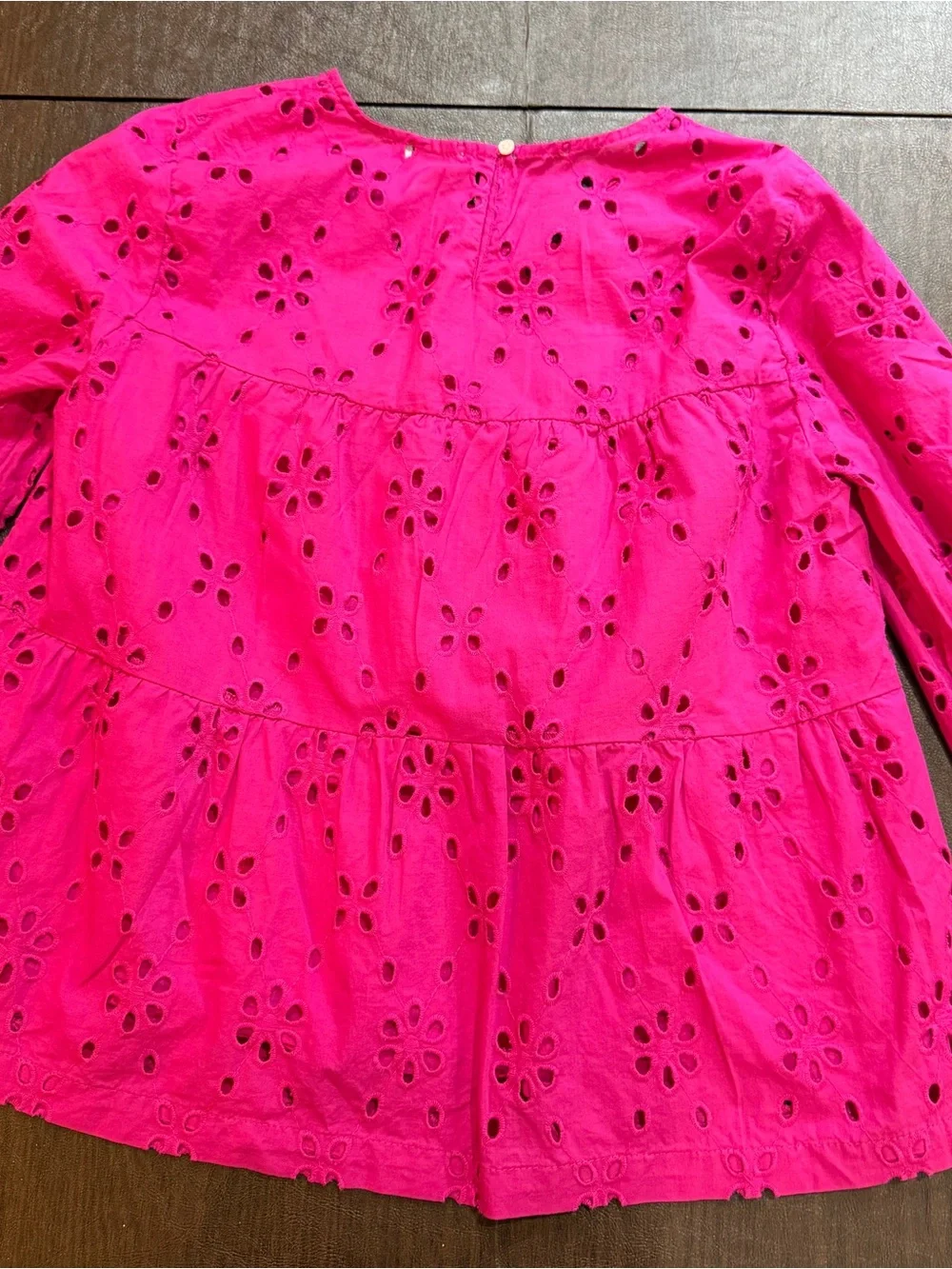 J. Crew Bright Pink Eyelet Tiered Top